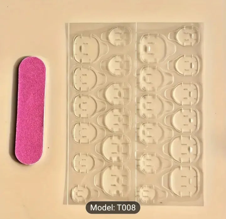 TN04 - Soft Rose Ombre Press-On Nails - 30 Pcs - Free Jelly glue & File