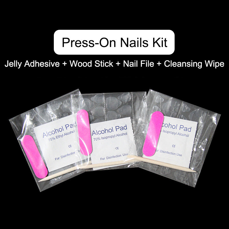 TN56 - Press-On Nails Application Kit | Jelly Adhesive, Nail File, Alcohol Wipe & Wood Stick