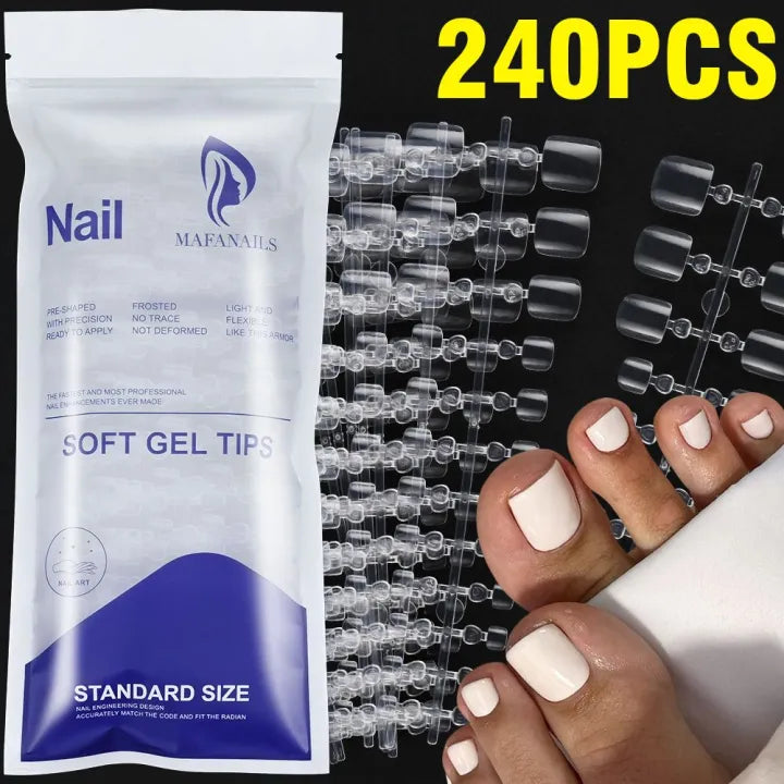240 pcs Transparent Press on Nails Almond/Square/ Toes