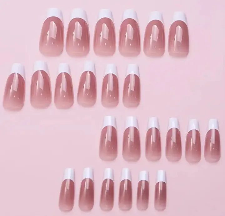 24 pcs French Milk Tea Nude Press On nails [With Glue Stickers Nail File]