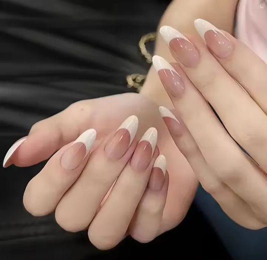 24 pcs Coffee Almond French Press On Nails [With Glue Stickers Nail File]