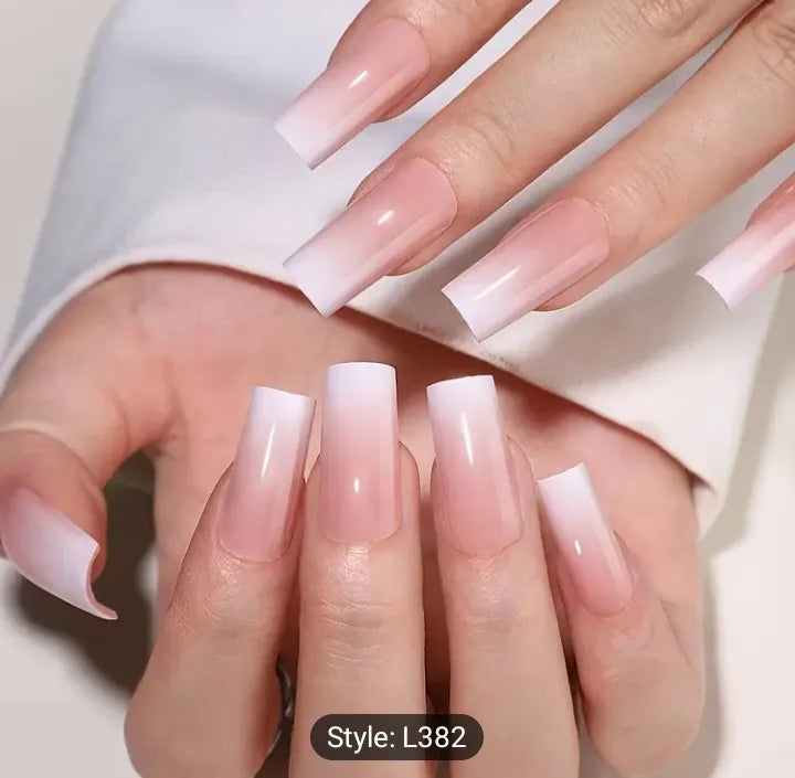 24pcs Dusty Pink Press on Nails Long [ with glue stickers nail file]