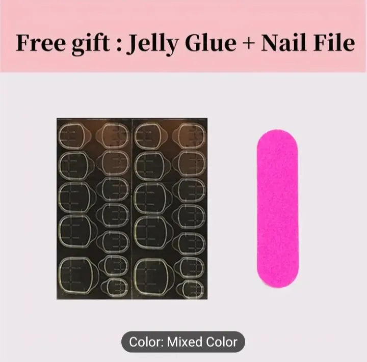 30 pcs french press on nails  [with nail glue stickers and mini file]