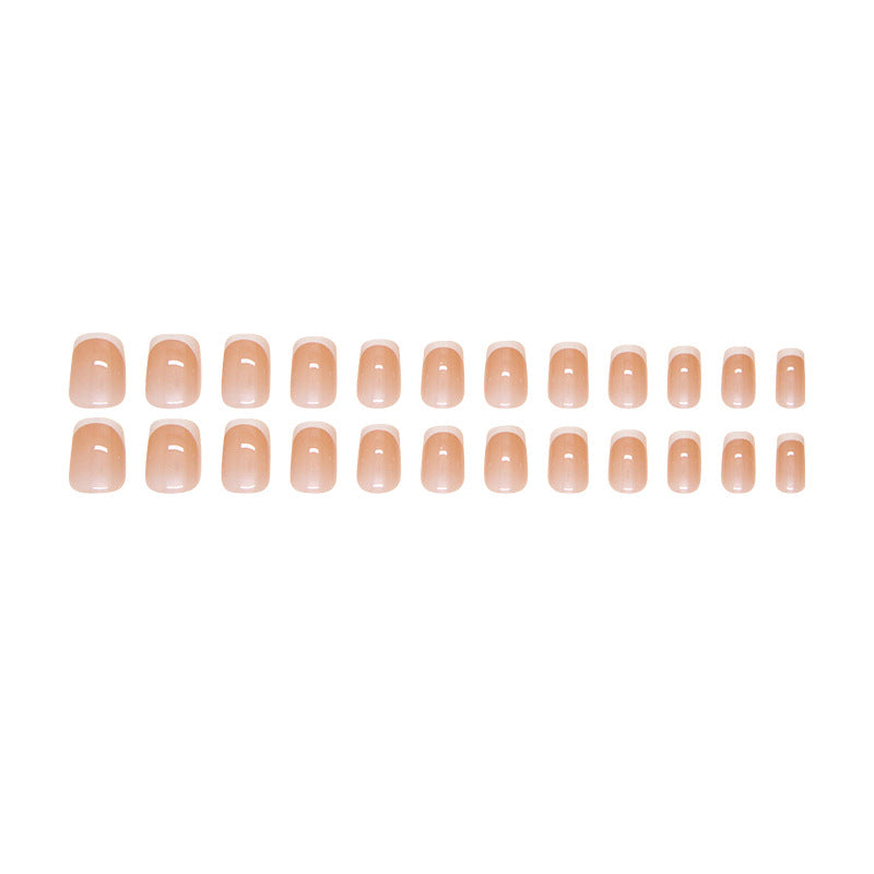 Glossy White French Press on Nails 24Pcs [ with glue stickers]