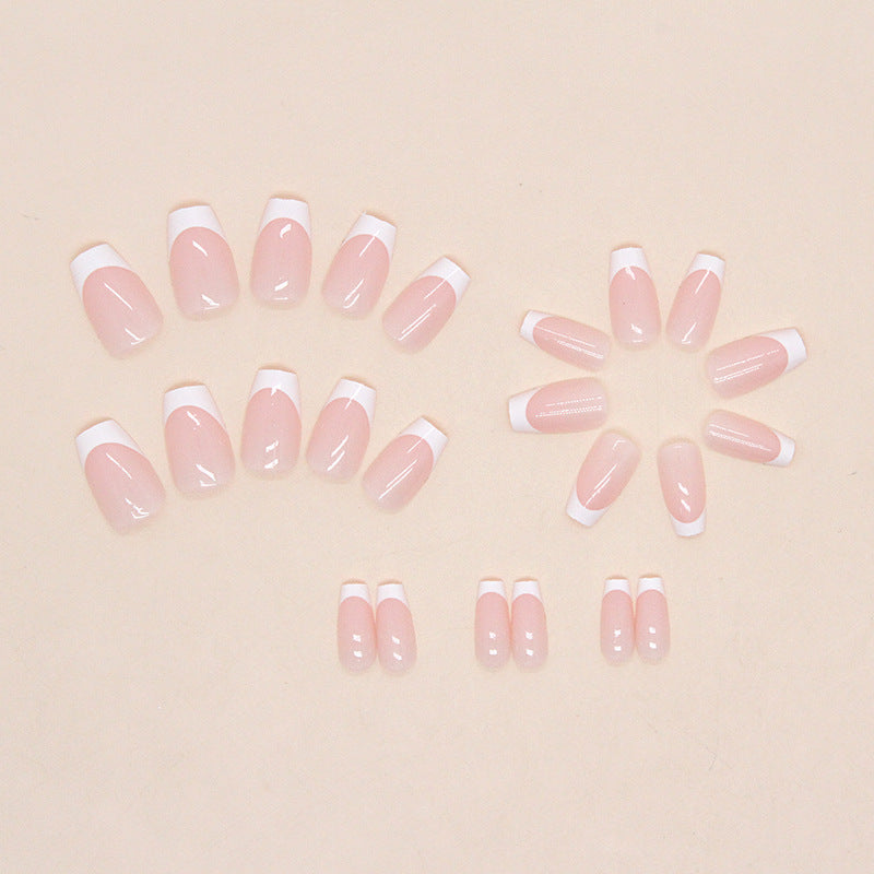TN49 - Classic Pink French Tip Square Press-On Nails | 24 Pcs
