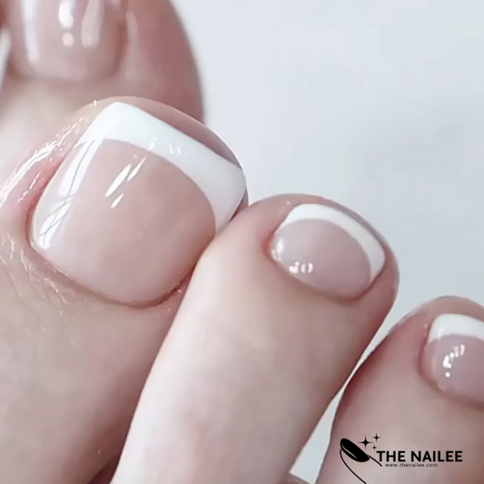 TN06 - 🤍 Classic French Toe Press-On Nails – 24 PCS