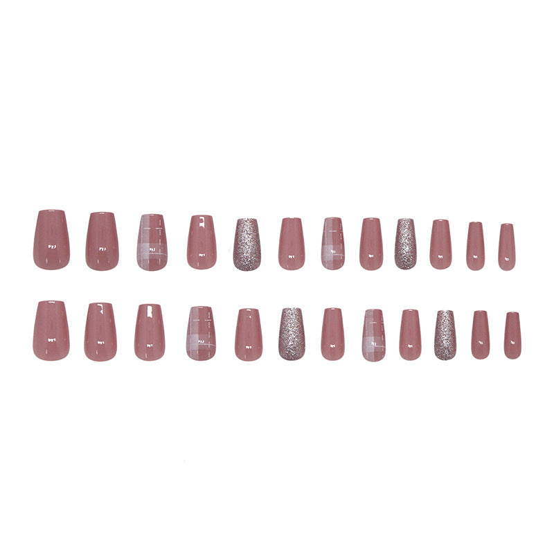 TN29 - Blushed Plaid — 24 Pcs Press-On Nail Set