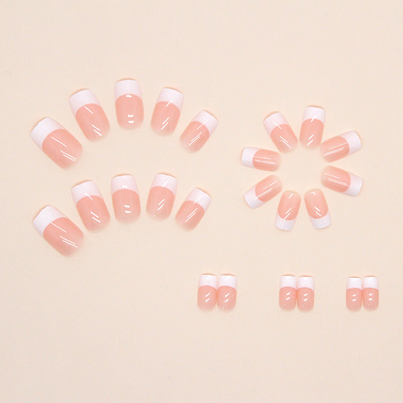 TN09- 24 pcs square French press on nails [with nail glue sheet]