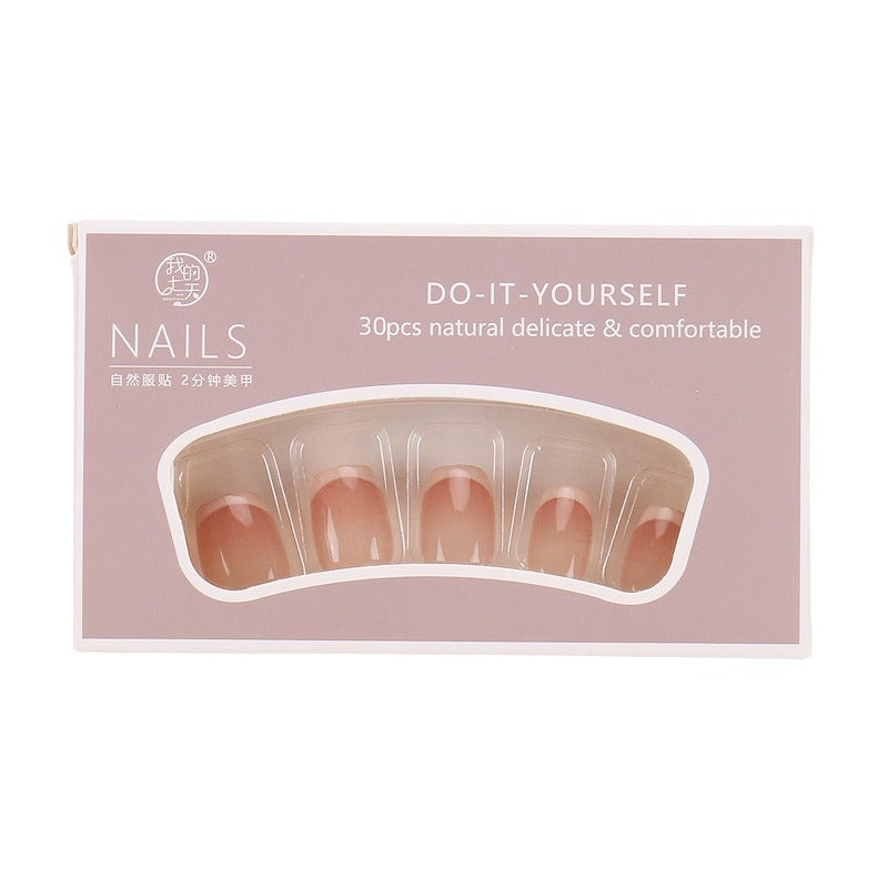 TN02 - French Manicure Press on Nails  - 30 Pcs - Free Jelly glue & File
