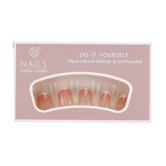 TN02 - French Manicure Press on Nails  - 30 Pcs - Free Jelly glue & File