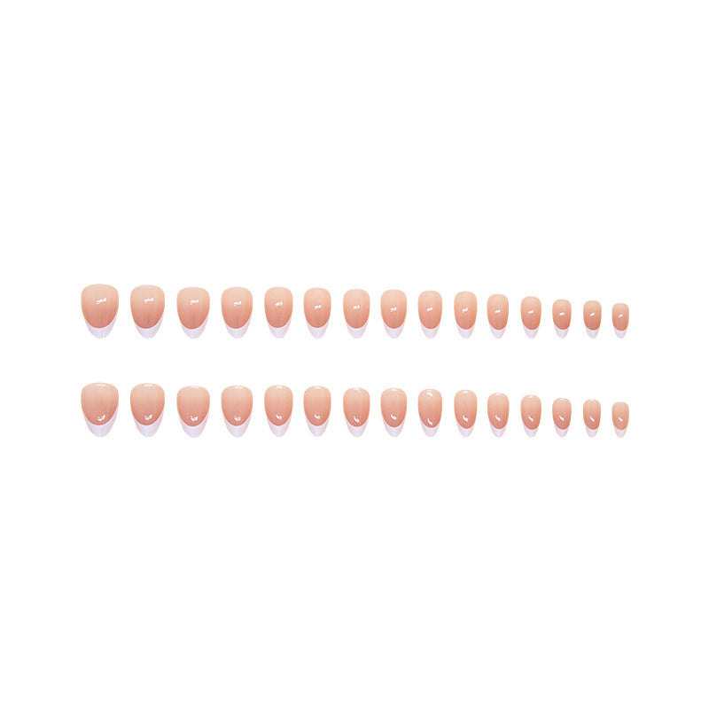 TN59 - Curved French Tip Almond Press-On Nails | 24 Pcs
