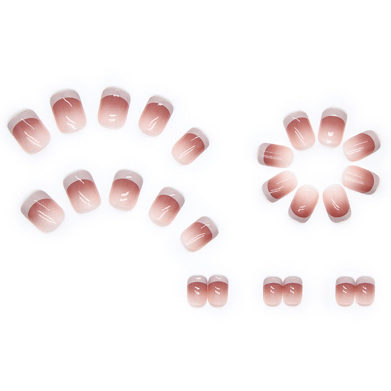 TN45 - Fine-Line French Tip Press-On Nails | Nude Base | 24 Pcs