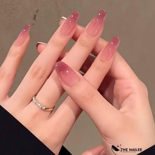 TN04 - Soft Rose Ombre Press-On Nails   - 30 Pcs - Free Jelly glue & File
