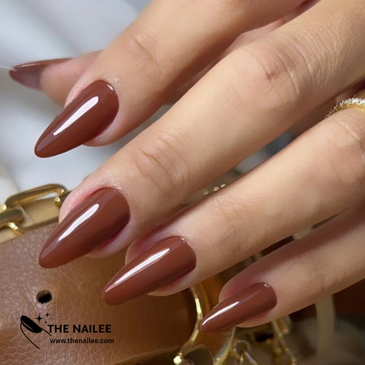 TN50 - Chocolate Brown Almond Press-On Nails | 24 Pcs