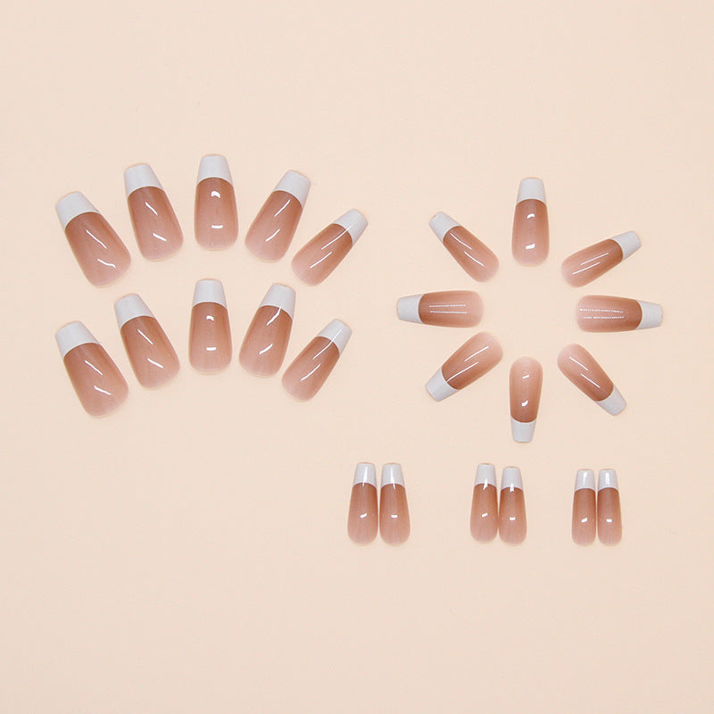 TN67 - Cocoa French Tip Square Press-On Nails | 24 Pcs
