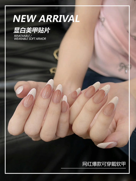 TN01 - Chic French Tip – Press-On Nails (30Pcs) - Free Nail Glue Sheet & File