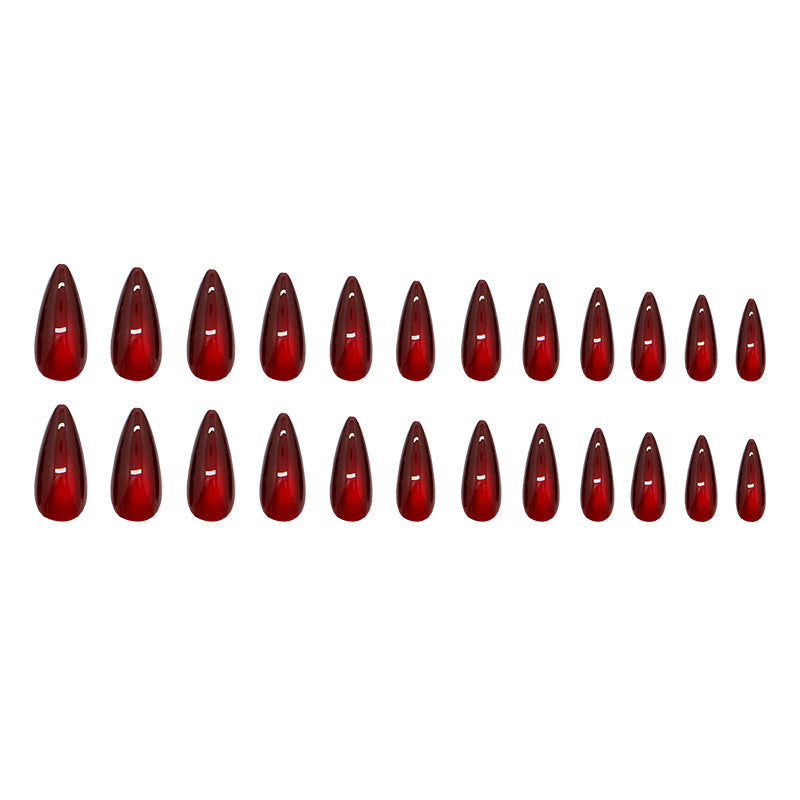 TN53 - Ruby Red Cat-Eye Almond Press-On Nails | 24 pcs