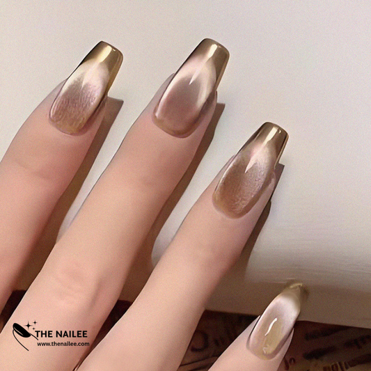 TN63 - Gold Chrome Ombré Coffin Press-On Nails | 24 Pcs