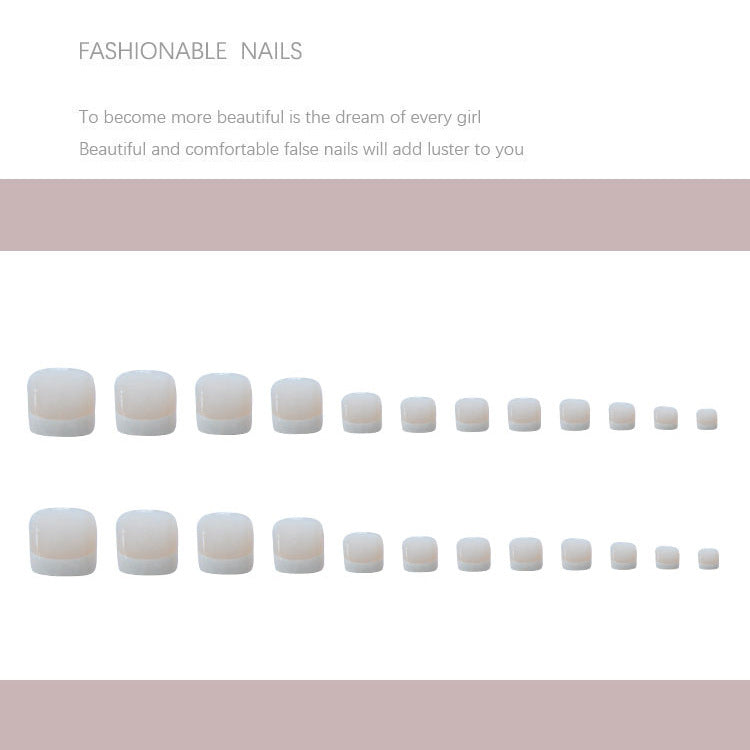 TN06 - 🤍 Classic French Toe Press-On Nails – 24 PCS