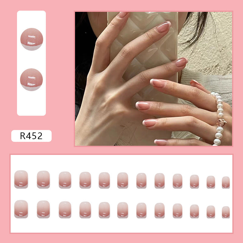 TN45 - Fine-Line French Tip Press-On Nails | Nude Base | 24 Pcs