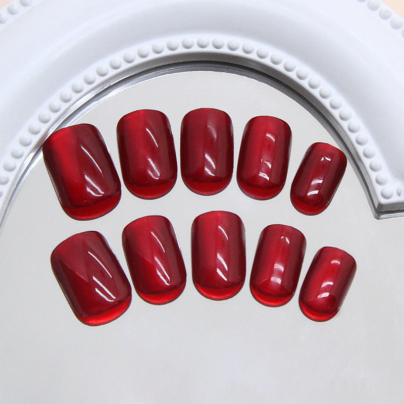 TN40 - ❤️ Ruby Red Cat Eye Press-On Nails – 24 PCS
