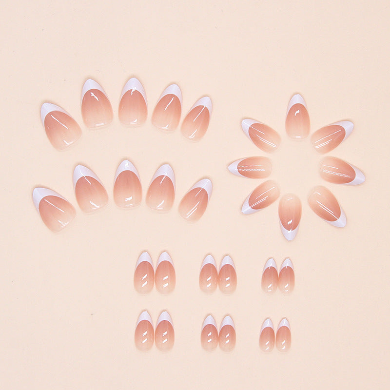 TN59 - Curved French Tip Almond Press-On Nails | 24 Pcs