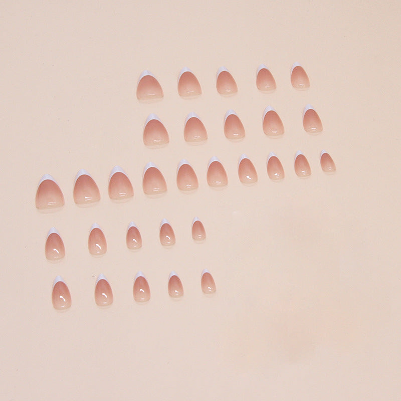 TN59 - Curved French Tip Almond Press-On Nails | 24 Pcs