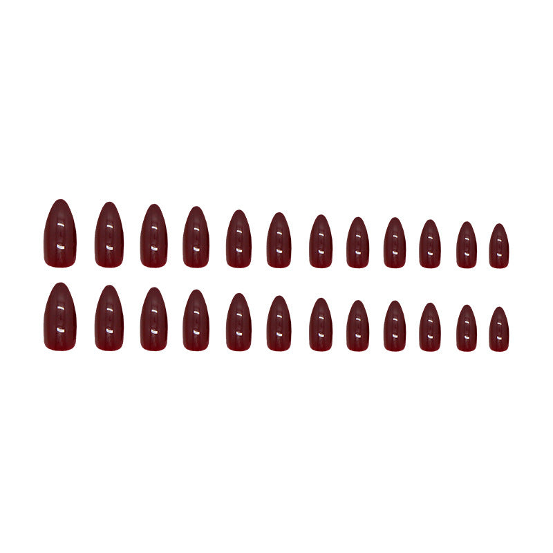 TN44 - Wine Purple Almond Press-On Nails – 24 PCS