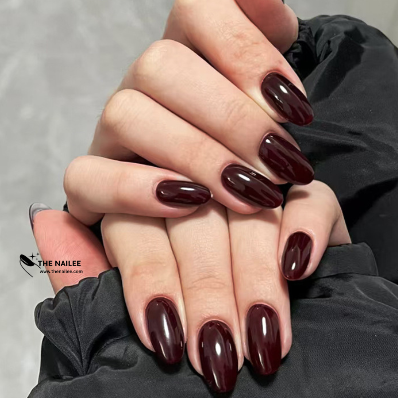 TN61 - 24 PCS Rose Smoked Glossy Press-On Nails – Almond Shape | Reusable with Glue Tabs & Nail File