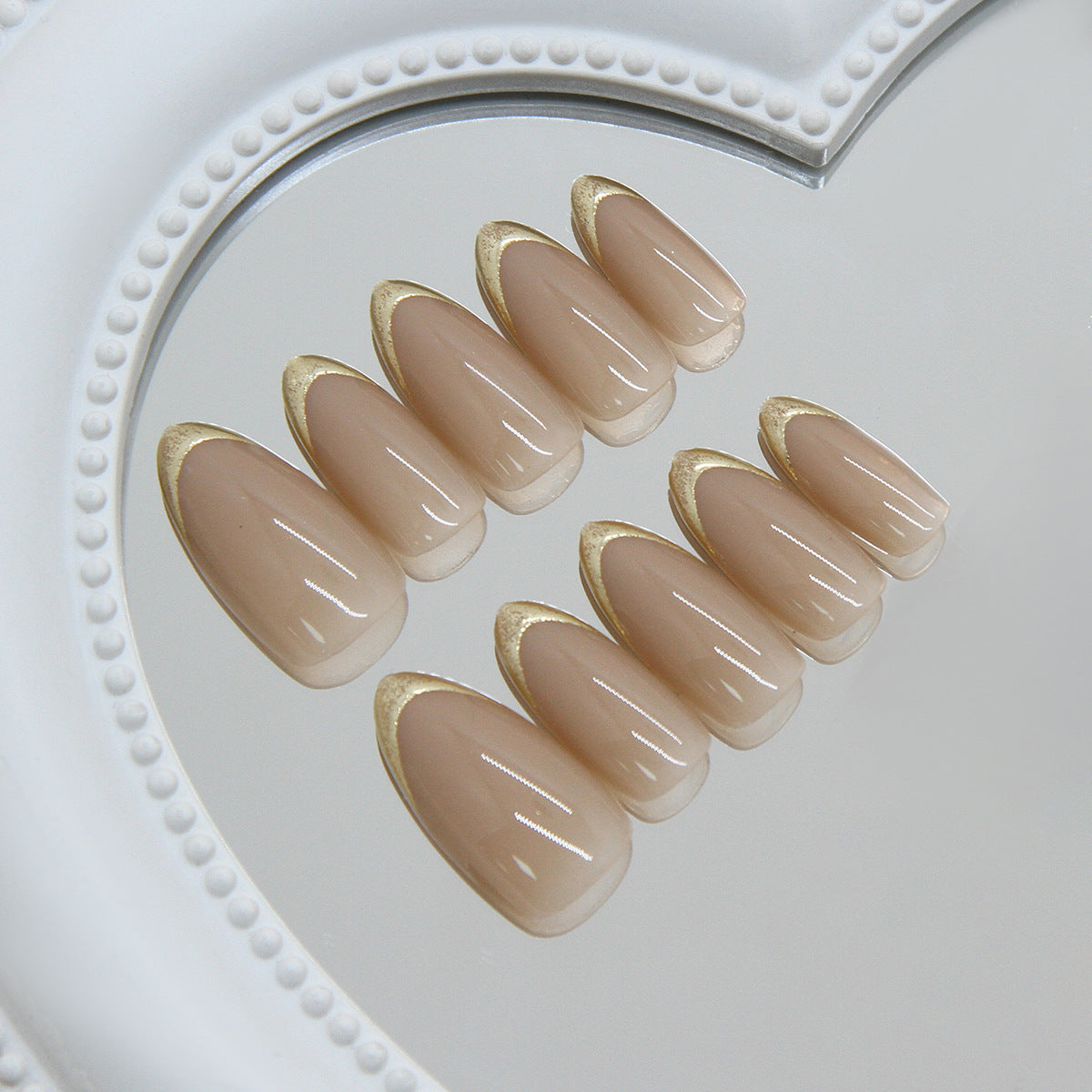 TN42 - Luxury Gold French Tip Press-On Nails | 24 PCS