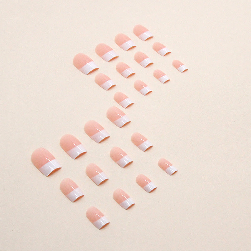 TN09- 24 pcs square French press on nails [with nail glue sheet]