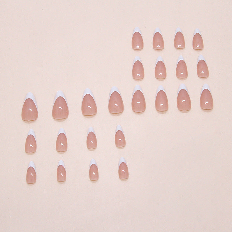 TN68 - Classic French Tip Almond Press-On Nails | 24 Pcs