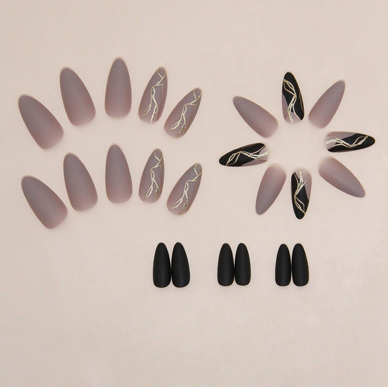 TN33 - Nude & Noir Marble Press-On Set 24 PCS