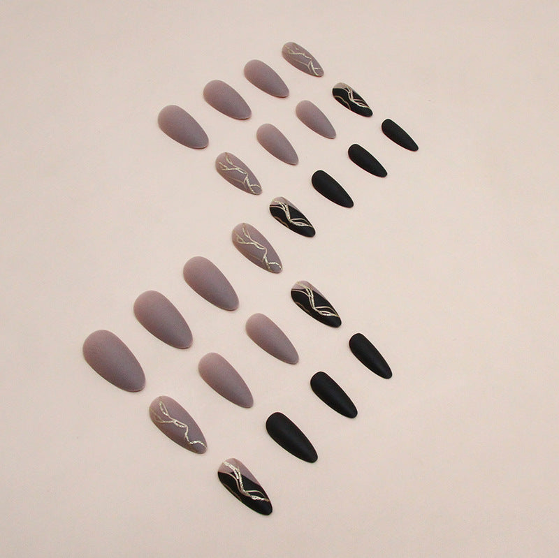 TN33 - Nude & Noir Marble Press-On Set 24 PCS