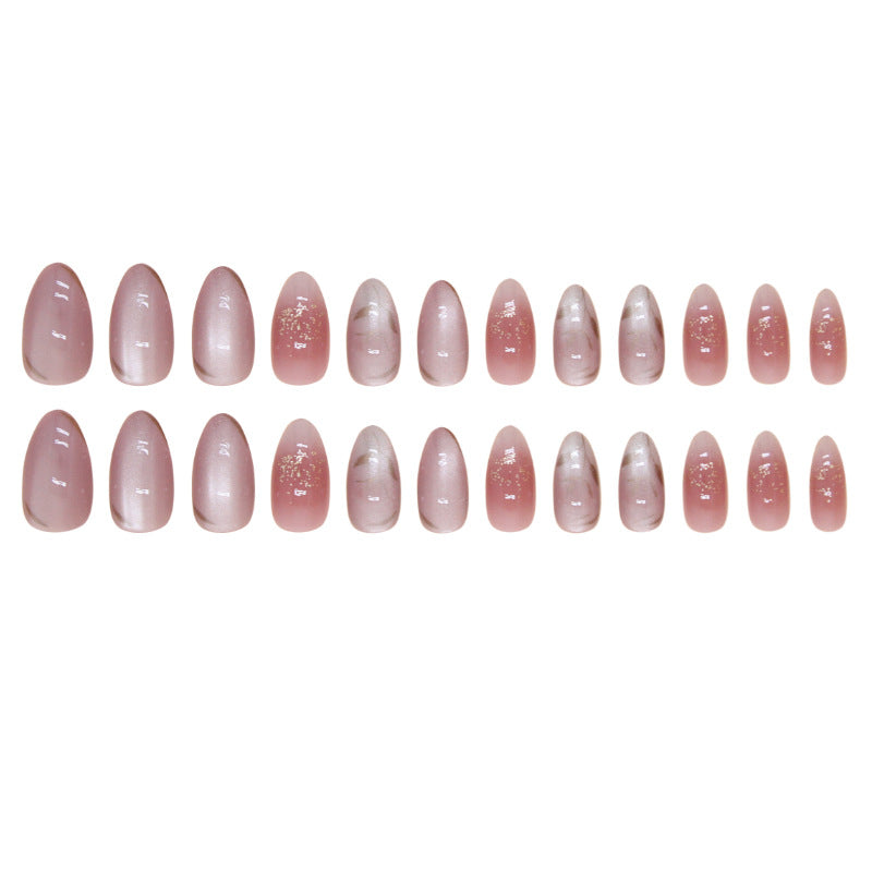 TN57 - Lilac Chrome Floral Accent Almond Press-On Nails | 24 Pcs