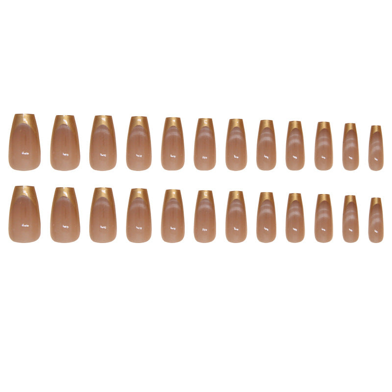 TN63 - Gold Chrome Ombré Coffin Press-On Nails | 24 Pcs