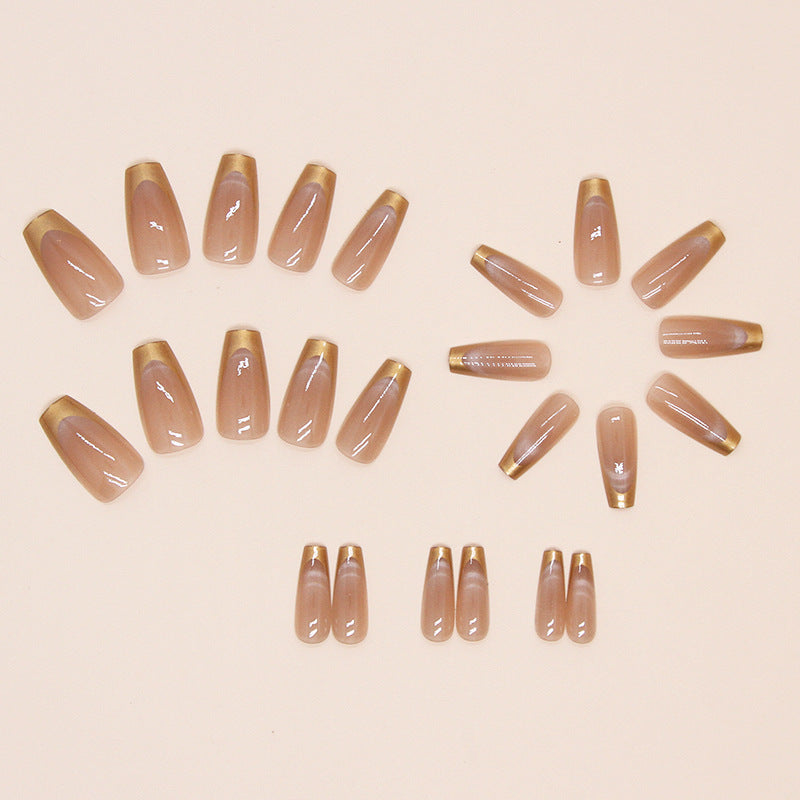 TN63 - Gold Chrome Ombré Coffin Press-On Nails | 24 Pcs
