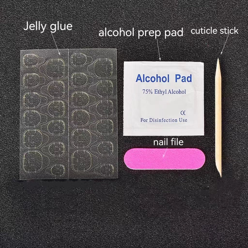 TN56 - Press-On Nails Application Kit | Jelly Adhesive, Nail File, Alcohol Wipe & Wood Stick