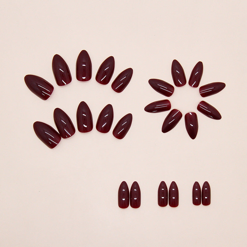 TN44 - Wine Purple Almond Press-On Nails – 24 PCS