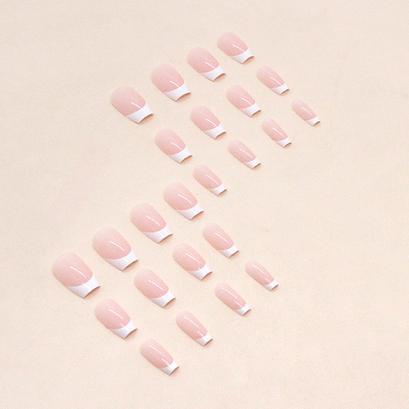 TN49 - Classic Pink French Tip Square Press-On Nails | 24 Pcs