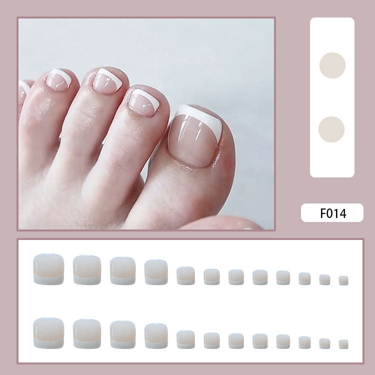 TN06 - 🤍 Classic French Toe Press-On Nails – 24 PCS