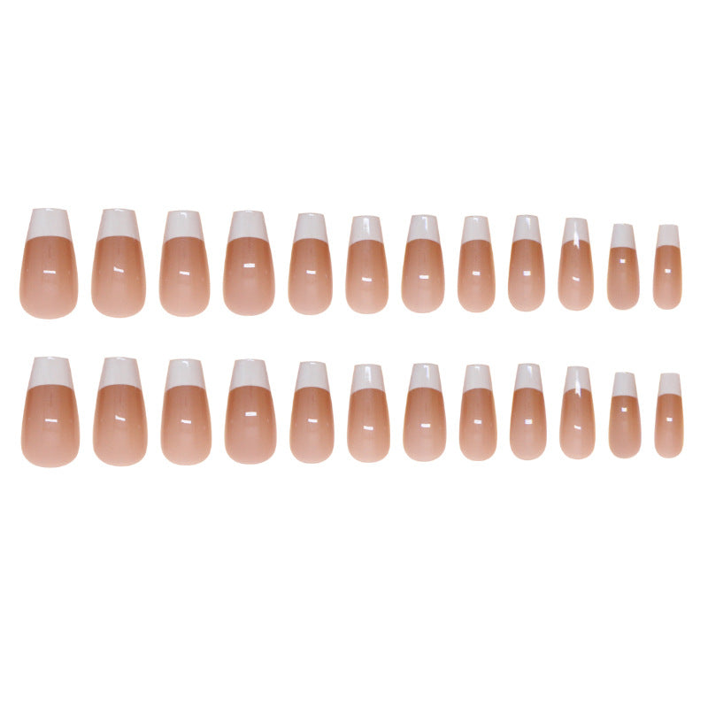 TN67 - Cocoa French Tip Square Press-On Nails | 24 Pcs
