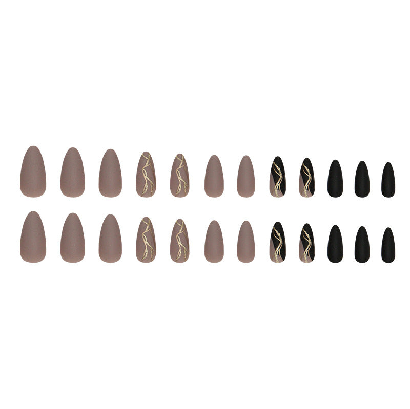 TN33 - Nude & Noir Marble Press-On Set 24 PCS