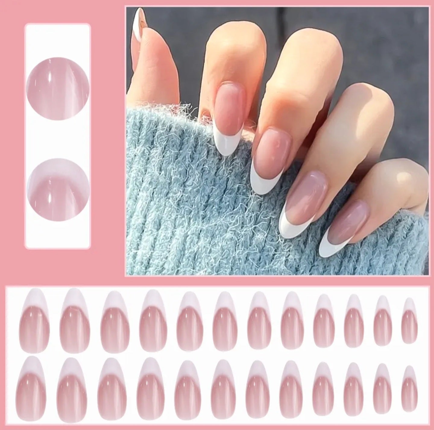 24 pcs Coffee Almond French Press On Nails [With Glue Stickers Nail File]