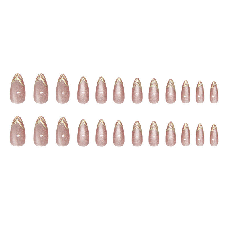 TN60 - Gold French Tip Almond Press-On Nails | 24 Pcs