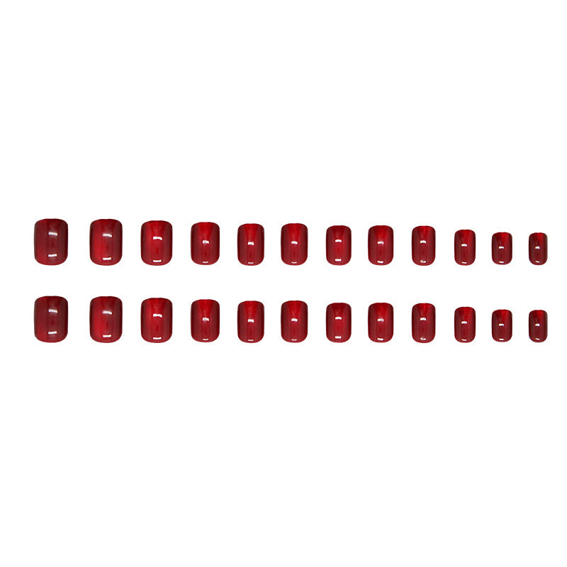 TN40 - ❤️ Ruby Red Cat Eye Press-On Nails – 24 PCS