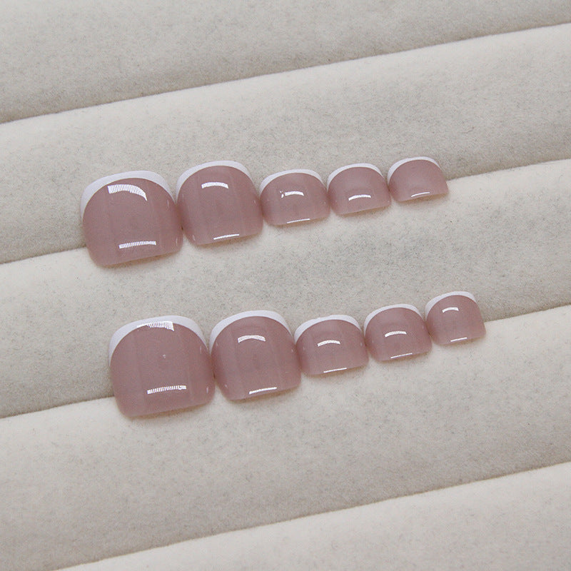 TN55 - Glossy White Square False Toenails 24 pcs with Glue Tabs & Nail File