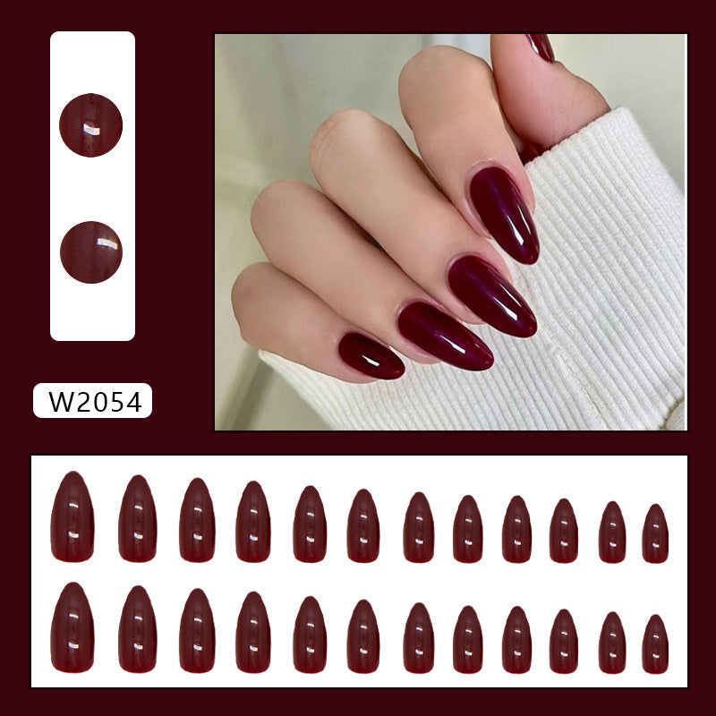 TN44 - Wine Purple Almond Press-On Nails – 24 PCS