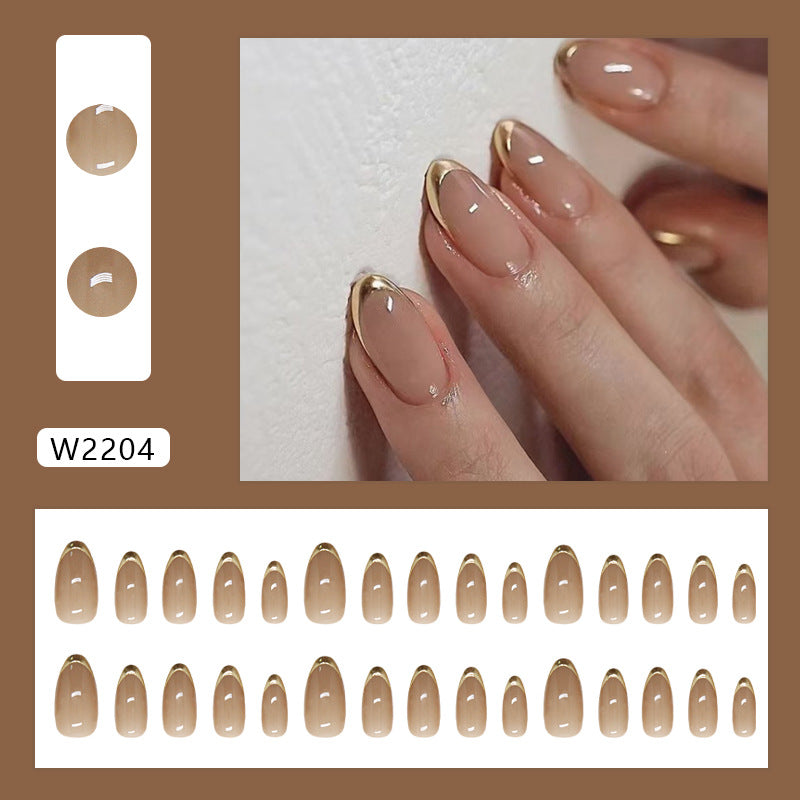 TN42 - Luxury Gold French Tip Press-On Nails | 24 PCS