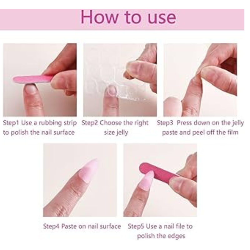 TN54 - Nude PinkSilver Glitter Outline Almond Press-On Nails | 24 pcs